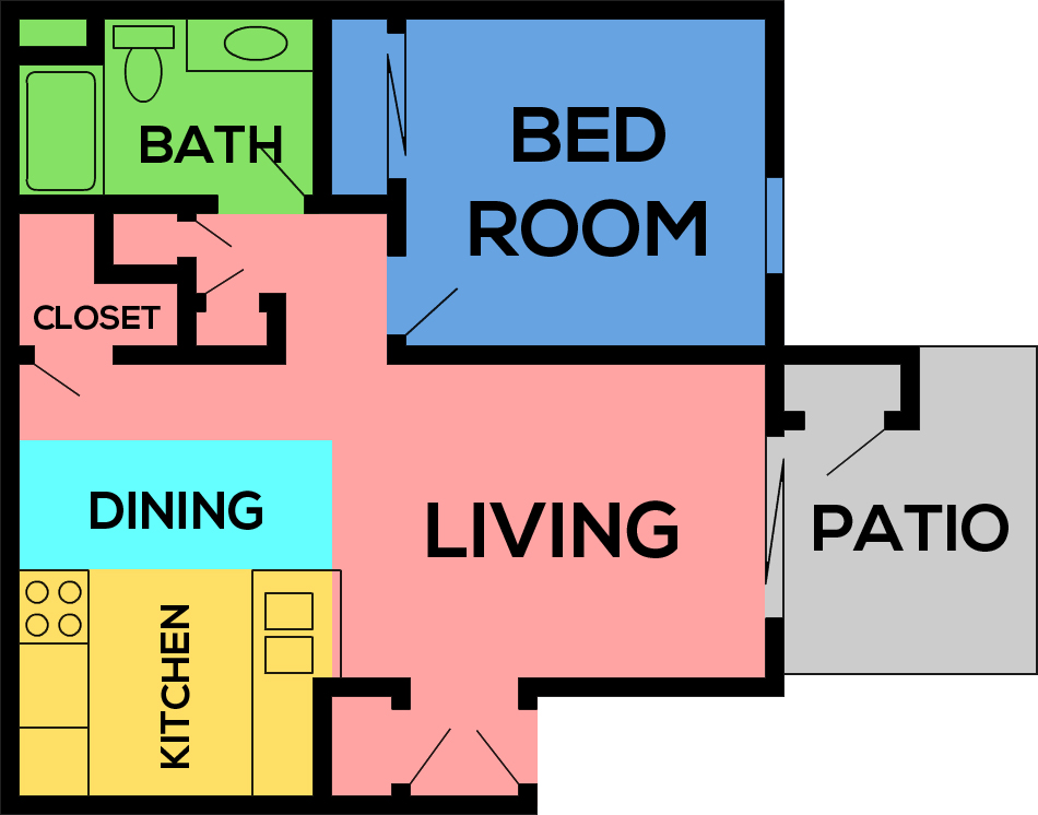This image is the visual schematic representation of 'Floorplan A' in Windscape Village Apartments.